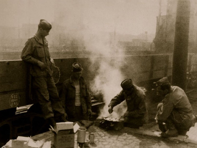 Railyard meal 1945